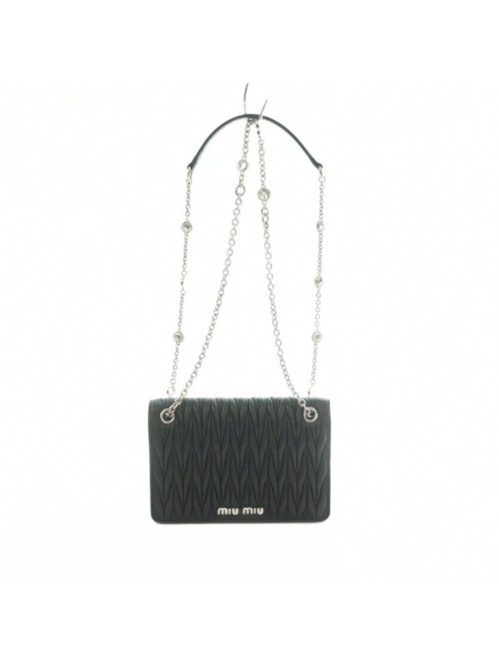 Miu Miu 2-Way Matelasse Shoulder Bag Tote Flap Nappa Leather Quilted Black - Picture 6 of 9